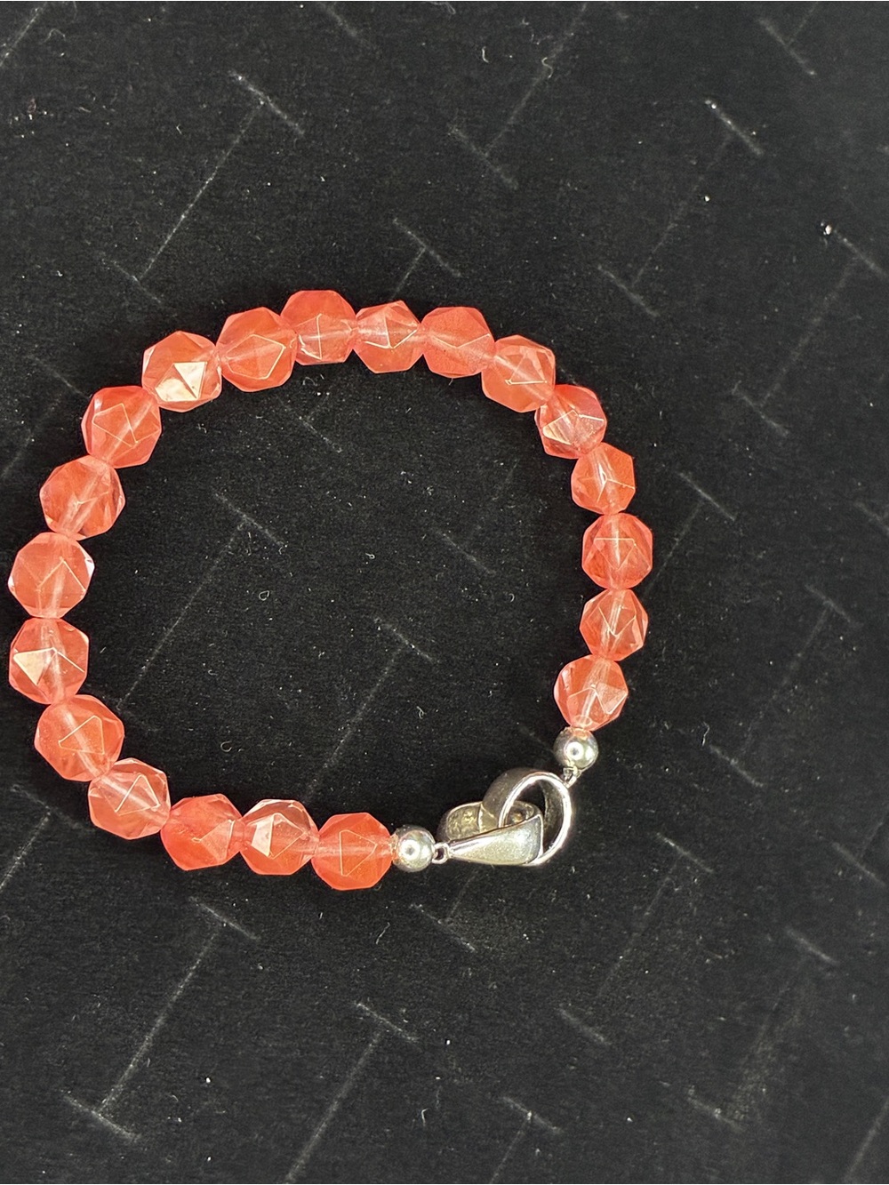 Silpada Pink Faceted Bead Stretch Bracelet with Sterling Silver Accent, New